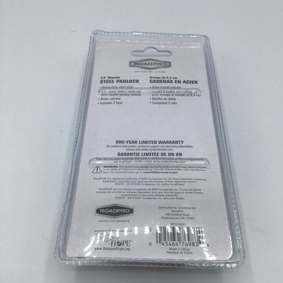 Brand new in box Roadpro 2.5” shackle steel padlock lock RPLSS65L - Picture 4 of 4